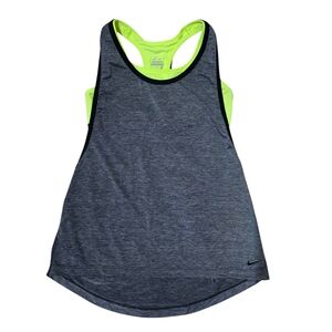 Nike Women's Gray and Neon Green Tank Top